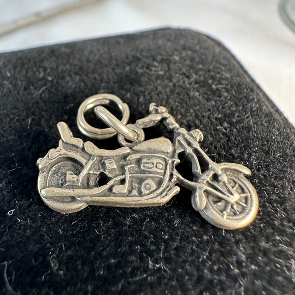 Cute silver motorcycle charm for bracelet - Picture 1 of 4